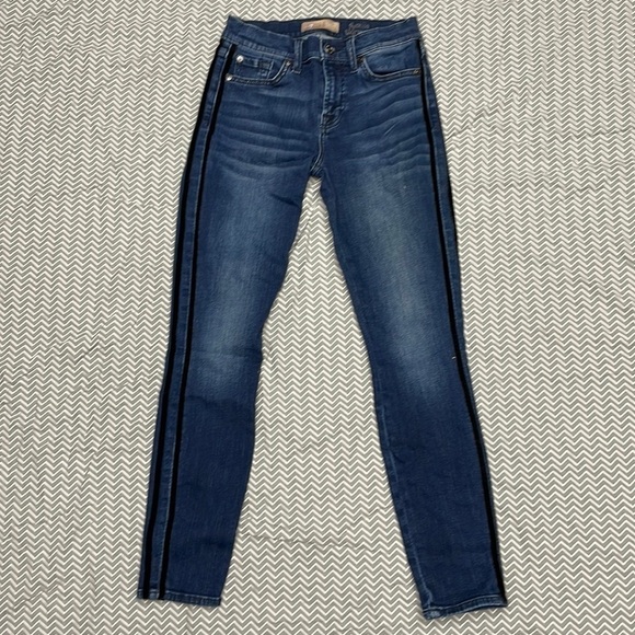 7 for all mankind B(AIR) AUTHENTIC DENIM THE ANKLE SKINNY VELVET STRIPES - Picture 6 of 13
